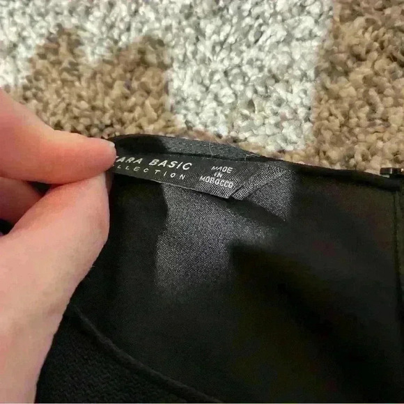 Zara Basic Collection- Top Mixed Media Blouse -striped Black And White Small - Picture 6 of 8